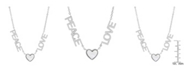 STEELTIME Stainless Steel Peace Love Drop Necklace with Heart Charm
